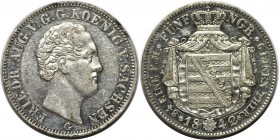 1/6 Taler 1842 G
Altdeutsche Münzen und Medaillen, SACHSEN. Friedrich August II. (1836-1854). 1/6 Taler 1842 G, Silber. KM #1161. AKS 104. Vorzüglich...