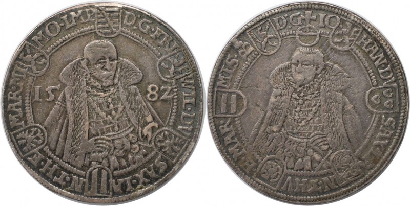 1/2 Taler 1582 
Altdeutsche Münzen und Medaillen, SACHSEN - ALT - WEIMAR. Fried...