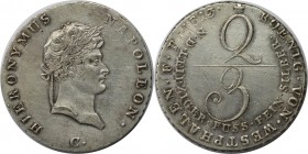 2/3 Taler 1813 C
Altdeutsche Münzen und Medaillen, WESTFALEN. Hieronymus Napoleon (1807-1813). 2/3 Taler 1813 C, Clausthal, Silber. J. 17 c, AKS 25. ...