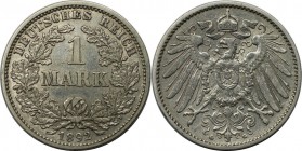 1 Mark 1892 G
Deutsche Münzen und Medaillen ab 1871, REICHSKLEINMÜNZEN. 1 Mark 1892 G, Silber. Jaeger 17. Sehr schön. Selten!