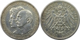 3 Mark 1914 A
Deutsche Münzen und Medaillen ab 1871, REICHSSILBERMÜNZEN, Anhalt. Friedrich II. (1904-1918). Silberhochzeit. 3 Mark 1914 A, Silber. Ja...