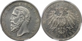 5 Mark 1902 G
Deutsche Münzen und Medaillen ab 1871, REICHSSILBERMÜNZEN, Baden, Friedrich I. (1852-1907). 5 Mark 1902 G, Silber. KM 274. Jaeger 29. N...
