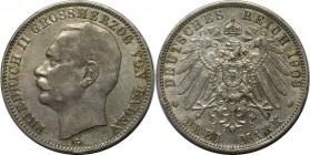 3 Mark 1909 G
Deutsche Münzen und Medaillen ab 1871, REICHSSILBERMÜNZEN, Baden, Friedrich II. (1907-1918). 3 Mark 1909 G, Silber. Jaeger 39. Sehr sch...