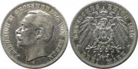 3 Mark 1910 G
Deutsche Münzen und Medaillen ab 1871, REICHSSILBERMÜNZEN, Baden, Friedrich II. (1907-1918). 3 Mark 1910 G, Silber. Jaeger 39. Sehr sch...