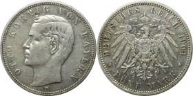 5 Mark 1904 D
Deutsche Münzen und Medaillen ab 1871, REICHSSILBERMÜNZEN, Bayern, Otto (1886-1913). 5 Mark 1904 D, Silber. Jaeger 46. Sehr schön