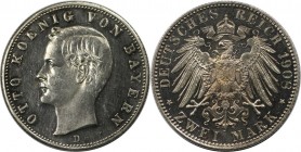 2 Mark 1908 D
Deutsche Münzen und Medaillen ab 1871, REICHSSILBERMÜNZEN, Bayern. Otto (1886-1913). 2 Mark 1908 D, Jaeger 45. Polierte Platte. Kleine ...