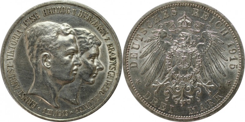 3 Mark 1915 A
Deutsche Münzen und Medaillen ab 1871, REICHSSILBERMÜNZEN, Brauns...