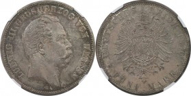 5 Mark 1876 H
Deutsche Münzen und Medaillen ab 1871, REICHSSILBERMÜNZEN, Hessen-Darmstadt. Ludwig III. (1848-1877). 5 Mark 1876 H, Silber. Jaeger 67....