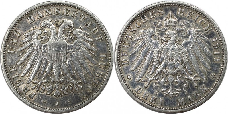 3 Mark 1911 A
Deutsche Münzen und Medaillen ab 1871. REICHSSILBERMÜNZEN. Lübeck...