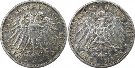 3 Mark 1911 A
Deutsche Münzen und Medaillen ab 1871. REICHSSILBERMÜNZEN. Lübeck. 3 Mark 1911 A. Silber. Jaeger 82. Sehr Schön-Vorzüglich. Kratzer...