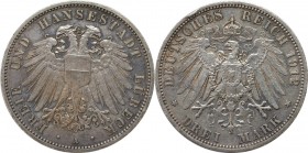 3 Mark 1912 A
Deutsche Münzen und Medaillen ab 1871, REICHSSILBERMÜNZEN, Lübeck. 3 Mark 1912 A, Silber. Jaeger 82. Vorzüglich, schöne Patina, kl. Ran...