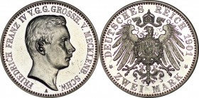2 Mark 1901 A
Deutsche Münzen und Medaillen ab 1871, REICHSSILBERMÜNZEN, Mecklenburg-Schwerin. Friedrich Franz IV. (1897-1918). 2 Mark 1901 A, Silber...