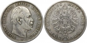 5 Mark 1876 A
Deutsche Münzen und Medaillen ab 1871, REICHSSILBERMÜNZEN, Preußen, Wilhelm I. (1861-1888). 5 Mark 1876 A, Silber. Jaeger 97A. Sehr sch...