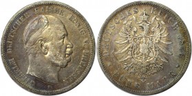 5 Mark 1876 B
Deutsche Münzen und Medaillen ab 1871, REICHSSILBERMÜNZEN, Preußen, Wilhelm I. (1861-1888). 5 Mark 1876 B, Silber. Sehr schön