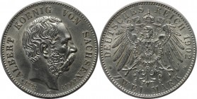 2 Mark 1902 E
Deutsche Münzen und Medaillen ab 1871, REICHSSILBERMÜNZEN, Sachsen, Albert (1873-1902). 2 Mark 1902 E, auf seinen Tod. Silber. Jaeger 1...