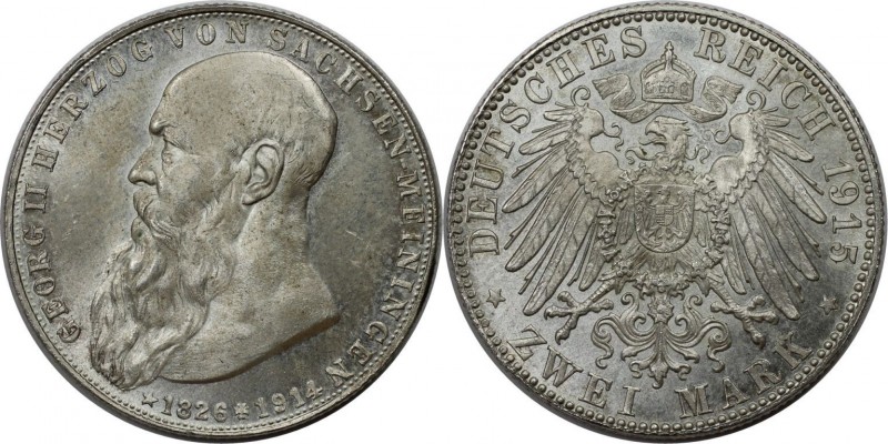 2 Mark 1915 D
Deutsche Münzen und Medaillen ab 1871, REICHSSILBERMÜNZEN, Sachse...