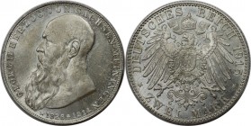 2 Mark 1915 D
Deutsche Münzen und Medaillen ab 1871, REICHSSILBERMÜNZEN, Sachsen-Meiningen. Georg II. (1866-1914). 2 Mark 1915, auf seinen Tod. Silbe...