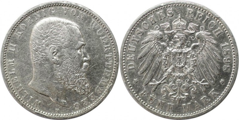 5 Mark 1898 F
Deutsche Münzen und Medaillen ab 1871, REICHSSILBERMÜNZEN, Württe...