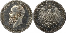 3 Mark 1911 A
Deutsche Münzen und Medaillen ab 1871, REICHSSILBERMÜNZEN, Schaumburg-Lippe, Georg (1893-1911). 3 Mark 1911 A, auf seinen Tod. Silber. ...