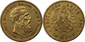 20 Mark 1888 A
Deutsche Münzen und Medaillen ab 1871, REICHSGOLDMÜNZEN. Preußen, Friedrich III. (1888-1888). 20 Mark 1888 A, Gold. KM 515, Jaeger 248...
