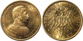 20 Mark 1913 A
Deutsche Münzen und Medaillen ab 1871, REICHSGOLDMÜNZEN, Preußen, Wilhelm II. (1888-1918). 20 Mark 1913 A, Gold. KM 537, AKS 125, Fr. ...