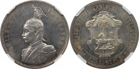 1 Rupie 1890 A
Deutsche Münzen und Medaillen ab 1871, DEUTSCHE KOLONIEN. Wilhelm II. (1888-1918). 1 Rupie 1890 A, Silber. Jaeger 713. NGC MS-62