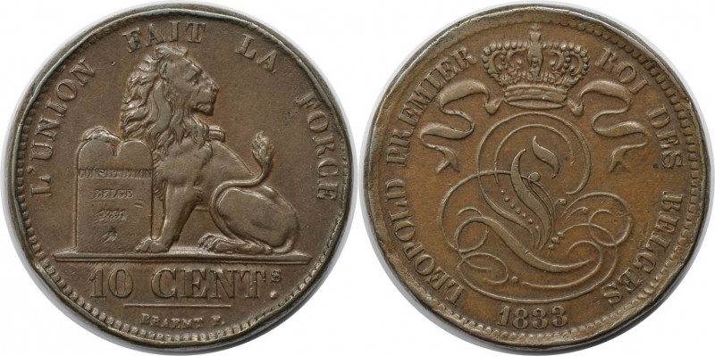 10 Centimes 1833 
Europäische Münzen und Medaillen, Belgien / Belgium. Leopold ...