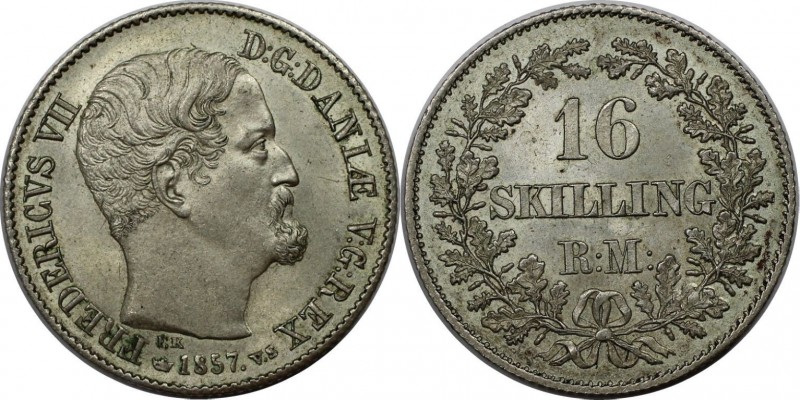 16 Skilling 1857 
Europäische Münzen und Medaillen, Dänemark / Denmark. DÄNEMAR...