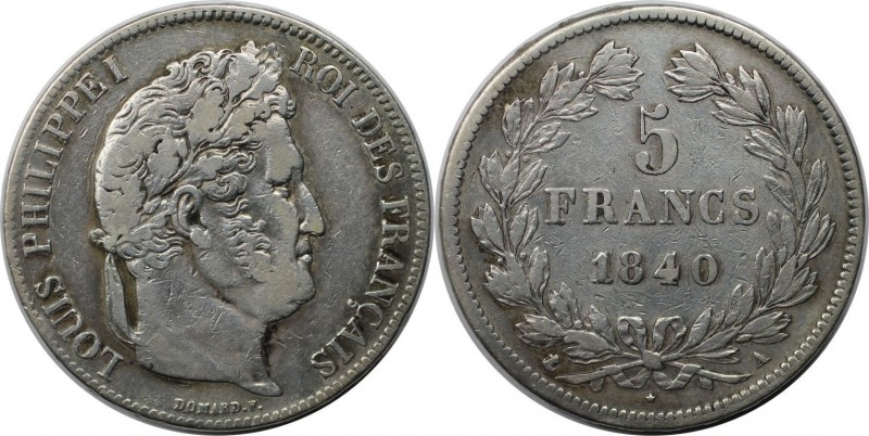 5 Francs 1840 A
Europäische Münzen und Medaillen, Frankreich / France. Louis Ph...