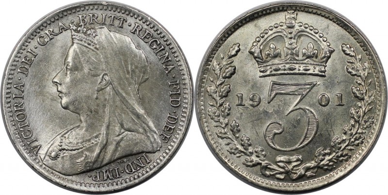 3 Pence 1901 
Europäische Münzen und Medaillen, Großbritannien / Vereinigtes Kö...