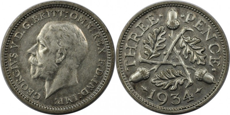 3 Pence 1934 
Europäische Münzen und Medaillen, Großbritannien / Vereinigtes Kö...