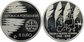 8 Euro 2005 
Europäische Münzen und Medaillen, Portugal. 60 Jahre Frieden und Freiheit. 8 Euro 2005, Silber. KM 773. Polierte Platte, mit Plastik Box...