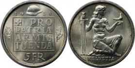 5 Franken 1936 B
Europäische Münzen und Medaillen, Schweiz / Switzerland. "Wehranleihe". 5 Franken 1936 B, Silber. KM 41. Stempelglanz