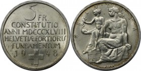 5 Franken 1948 B
Europäische Münzen und Medaillen, Schweiz / Switzerland. 100 Jahre Bundesverfassung. 5 Franken 1948 B, Silber. KM 48. Stempelglanz