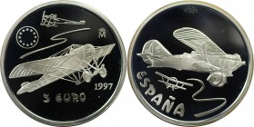 Medaille 1997 
Europäische Münzen und Medaillen, Spanien / Spain. Spanische Luftfahrt - Historische Flugzeuge. Medaille "5 Euro" 1997, Silber. Polier...