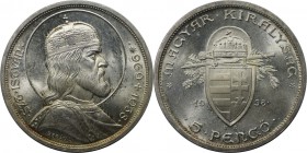5 Pengö 1938 
Europäische Münzen und Medaillen, Ungarn / Hungary. 900. Jahrestag - Tod von St. Stephan I. 5 Pengö 1938, Silber. KM 516. Stempelglanz...