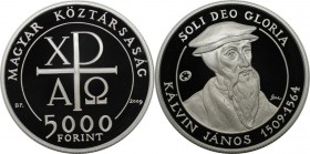 5000 Forint 2009 
Europäische Münzen und Medaillen, Ungarn / Hungary. John Calvin. 5000 Forint 2009, Silber. KM 827. Polierte Platte