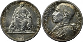 5 Lire 1944 / VI 
Europäische Münzen und Medaillen, Vatikan. Pius XII. (1876-1958). 5 Lire 1944 / VI, Silber. KM 37. Stempelglanz