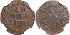 ½ Kopeke (Denga) 1715 
Russische Münzen und Medaillen, Peter I. (1699-1725). ½ Kopeke (Denga) 1715, Kupfer. NGC XF 45 BN (FM-116)