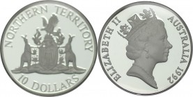 10 Dollars 1992 
Weltmünzen und Medaillen, Australien / Australia. "Northern Territory". 10 Dollars 1992, 0,925 Silber. 0,591 OZ. 20 g. KM 188. Polie...