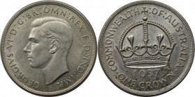 1 Crown 1937 
Weltmünzen und Medaillen, Australien / Australia. George VI. (1895-1952). Krönung. 1 Crown 1937, Silber. 0.84 OZ. KM 34. Vorzüglich+
