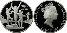 20 Dollars 1993 
Weltmünzen und Medaillen, Australien / Australia. 100 Jahre Olympische Spiele - Drei Sportlerinnen bei der Siegerehrung. 20 Dollars ...