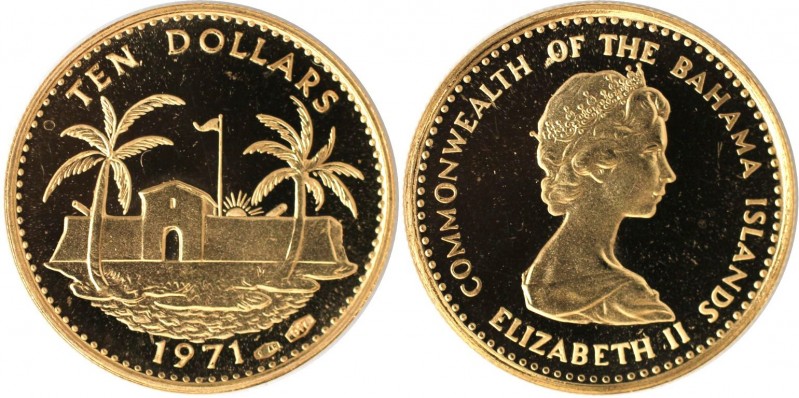10 Dollars 1971 
Weltmünzen und Medaillen, Bahamas. 10 Dollars 1971, Gold. 0.12...