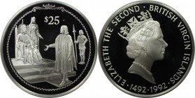 25 Dollars 1992 
Weltmünzen und Medaillen, Britische Jungferninseln / British Virgin Islands. Entdeckung Amerikas - Kolumbus vor König Ferdinand und ...