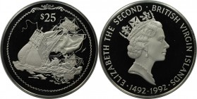 25 Dollars 1992 
Weltmünzen und Medaillen, Britische Jungferninseln / British Virgin Islands. Entdeckung Amerikas - Schiffswracks. 25 Dollars 1992, S...