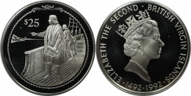 25 Dollars 1992 
Weltmünzen und Medaillen, Britische Jungferninseln / British Virgin Islands. Entdeckung Amerikas - Kolumbus an Bord des Schiffes. 25...