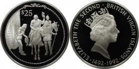 25 Dollars 1992 
Weltmünzen und Medaillen, Britische Jungferninseln / British Virgin Islands. Entdeckung Amerikas - Kolumbus zu Pferde. 25 Dollars 19...