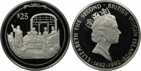25 Dollars 1992 
Weltmünzen und Medaillen, Britische Jungferninseln / British Virgin Islands. Entdeckung Amerikas - Königliches Bankett. 25 Dollars 1...