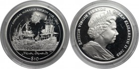 10 Dollars 2005 
Weltmünzen und Medaillen, Britische Jungferninseln / British Virgin Islands. Admiral Horatio Nelson (1758-1805). 10 Dollars 2005, Si...