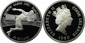 10 Dollars 1990 
Weltmünzen und Medaillen, Cookinseln / Cook Islands. XXV. Olympische Spiele Barcelona- Läufer. 10 Dollars 1990, Silber. 0.3 OZ. KM 7...